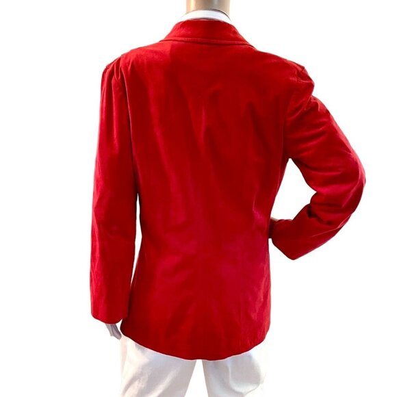 Vintage Lilli Ann Red Womens Ultrasuede Blazer Size 10 Notched Lapel - Picture 4 of 16